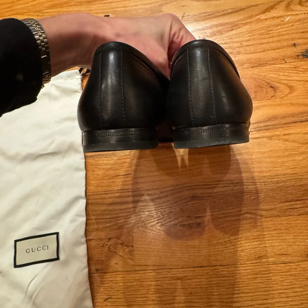 Gucci Jordaan Women Black Leather Horsebit Loafers Size 37.5 - Picture 7 of 12